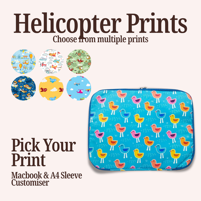 HELICOPTER PRINT MACBOOK & A4 FOLDER SLEEVE CUSTOMISER