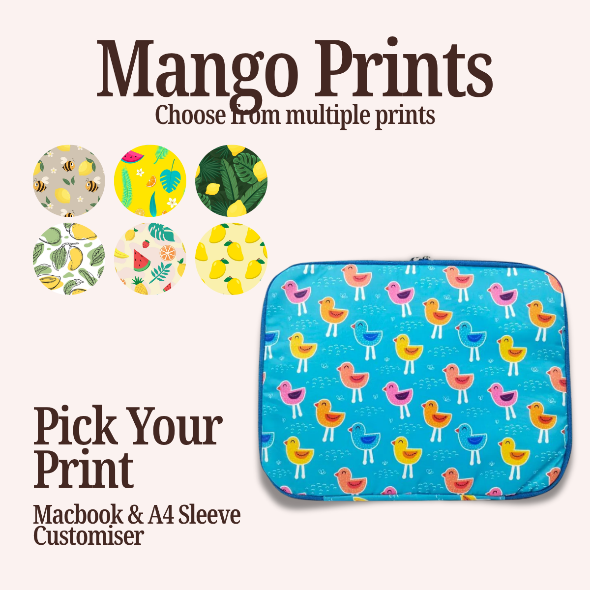 MANGO PRINT MACBOOK & A4 FOLDER SLEEVE CUSTOMISER