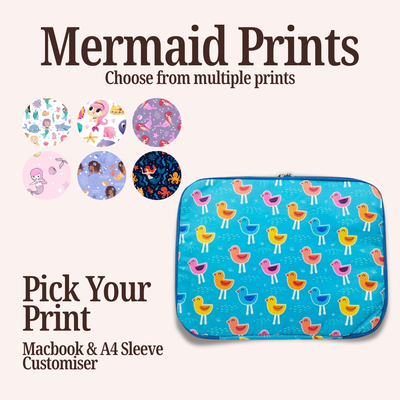 MERMAID PRINT MACBOOK & A4 FOLDER SLEEVE CUSTOMISER