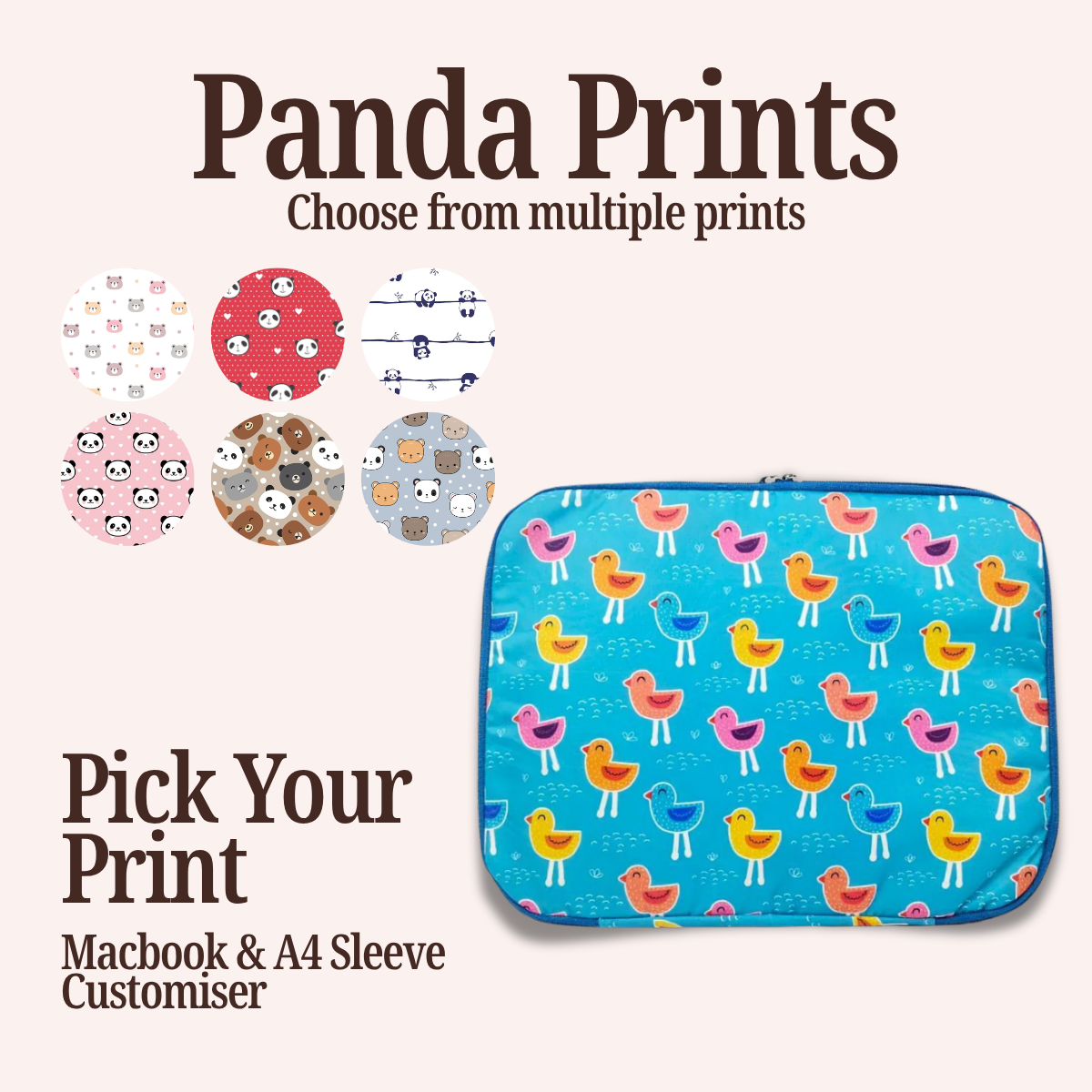 PANDA PRINT MACBOOK & A4 FOLDER SLEEVE CUSTOMISER