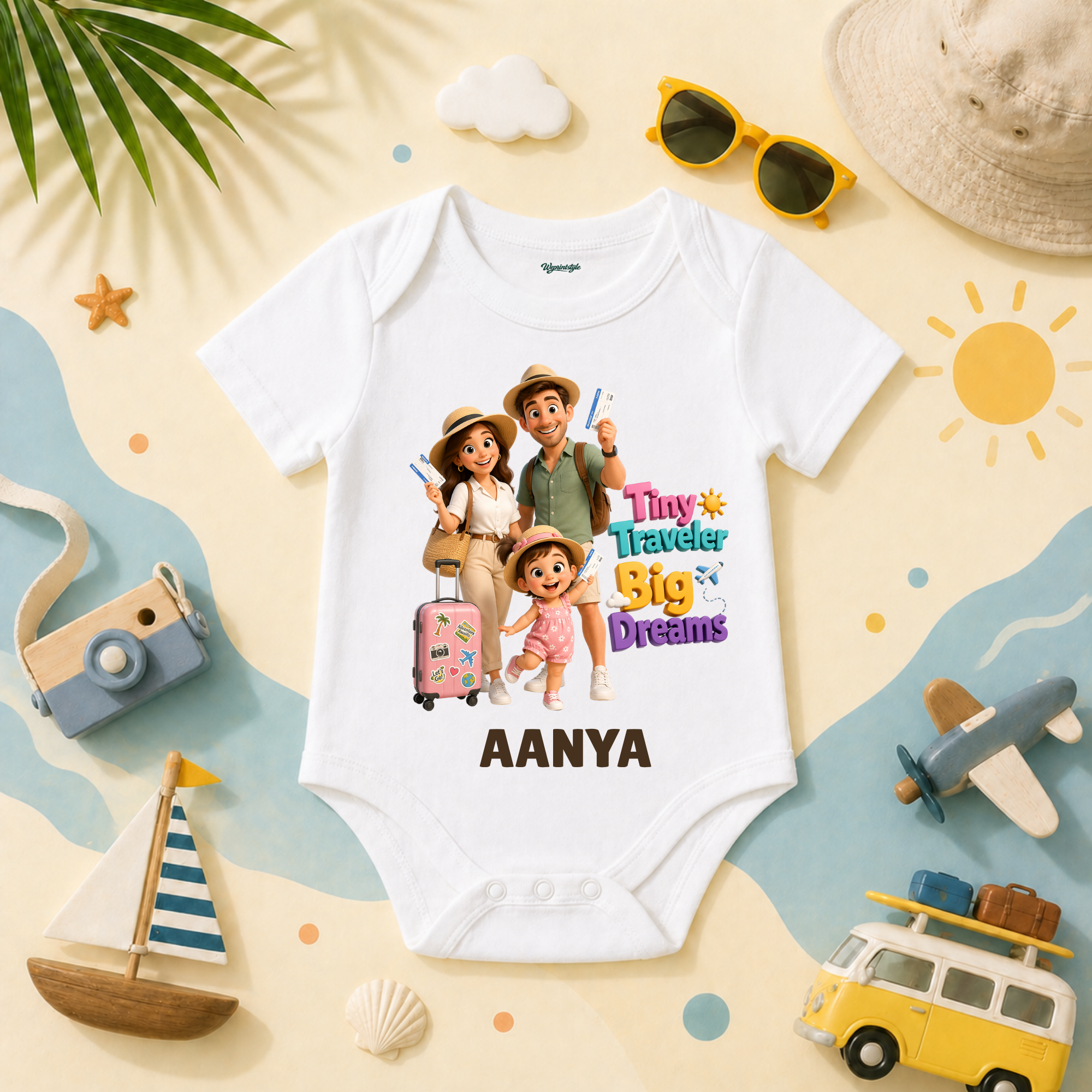 Little Explorer Family Travel Theme Personalized Name T Shirt