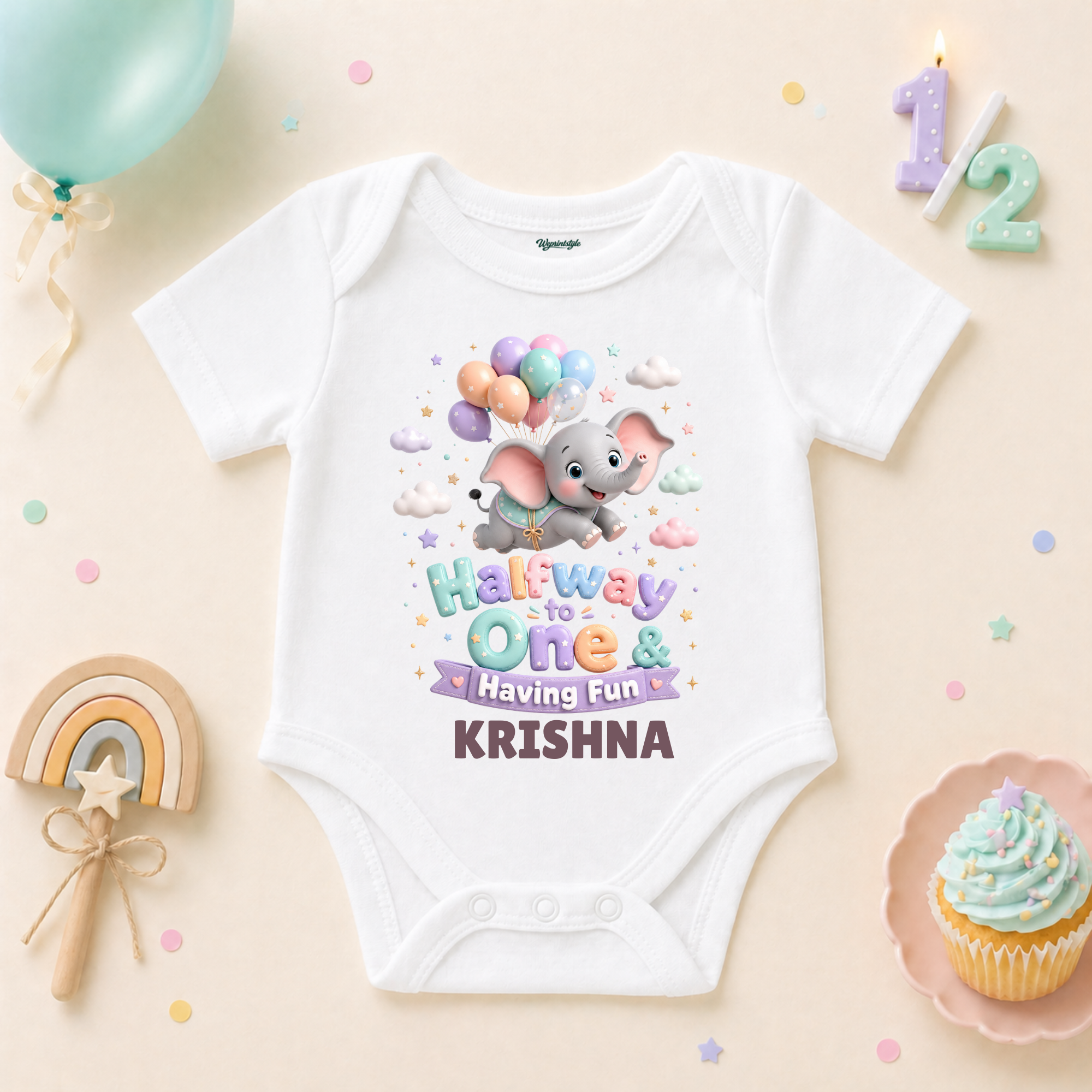 Halfway to One Elephant Birthday Custom Name T Shirt