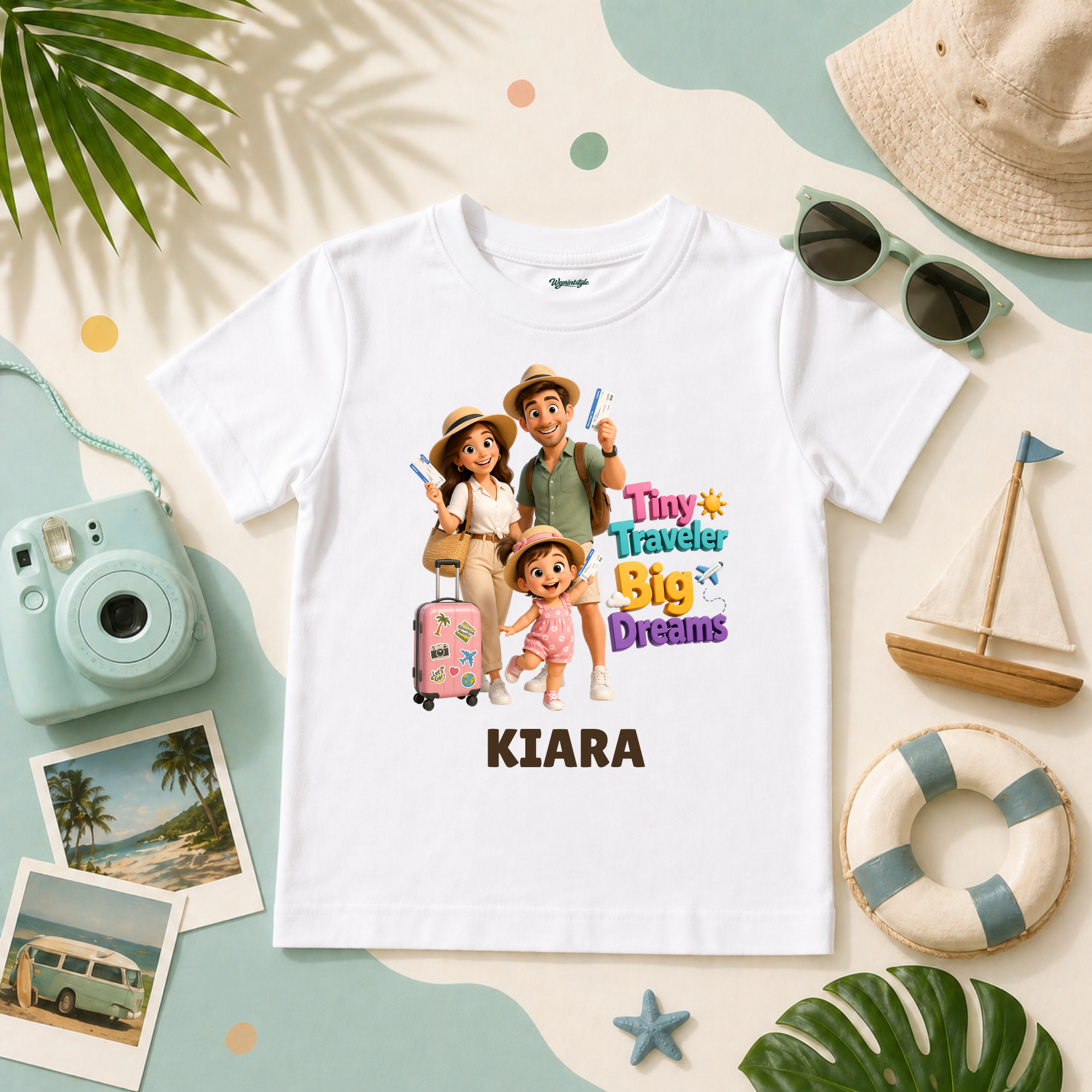 Little Explorer Family Travel Theme Personalized Name T Shirt