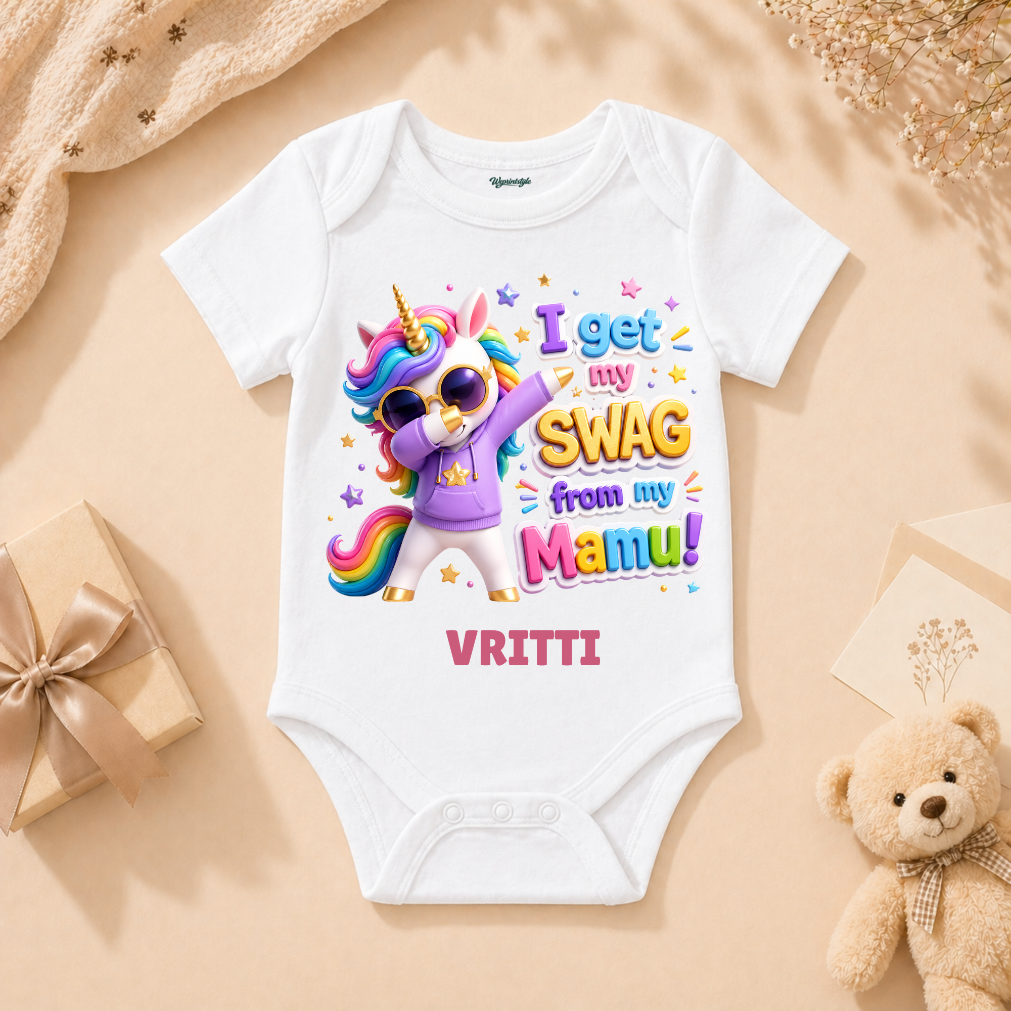 I Get My Swag From My Mamu Cute Baby With Unicorn Design