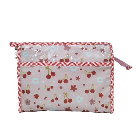 SCARLET CHERRY PRINT TRIOZIP TOILETRY BAG