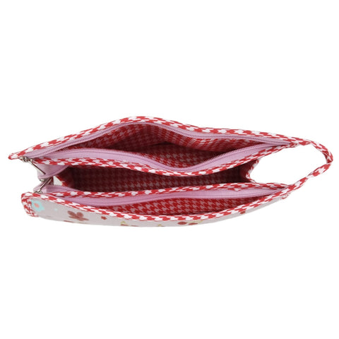 SCARLET CHERRY PRINT TRIOZIP TOILETRY BAG