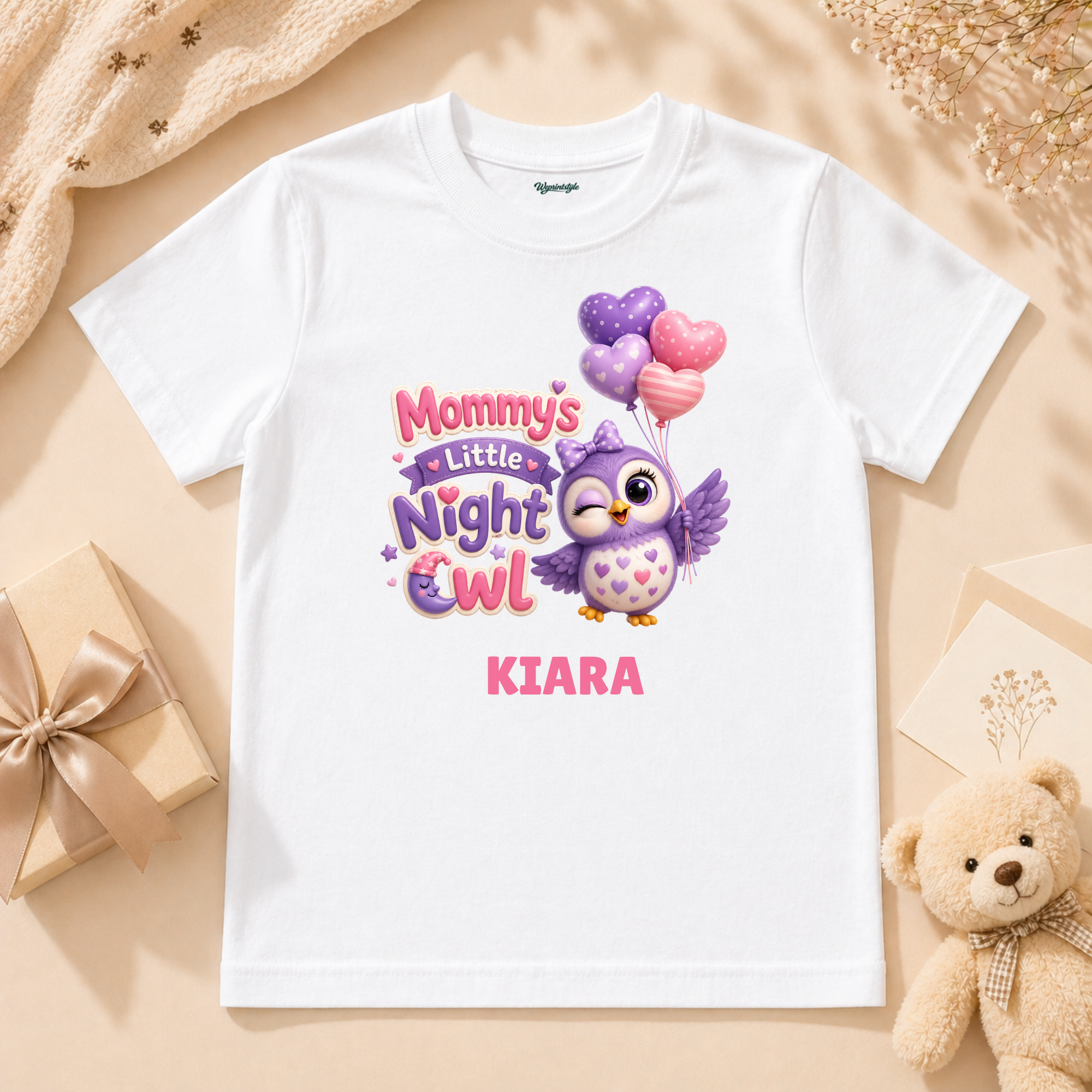 Adorable Baby Girl Mommy’s Little Night Owl With Cute Balloon