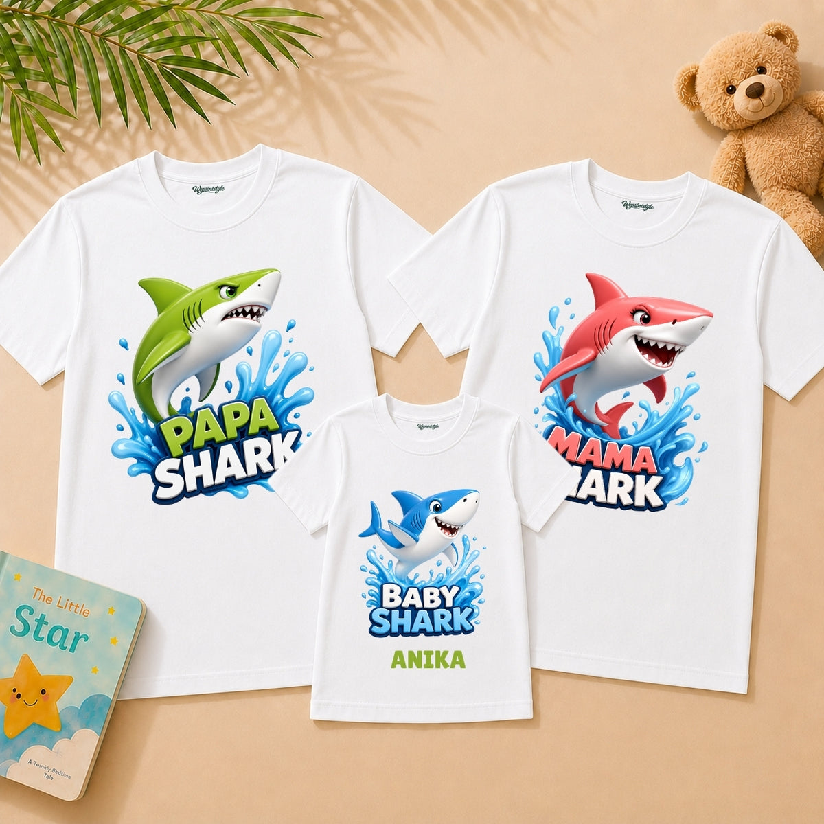 Papa Shark Mama Shark Kids Combo T-Shirt