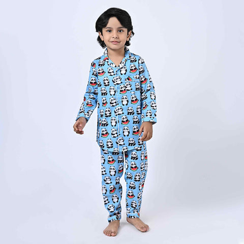 Panda & Watermelon Printed Kids Night Suit