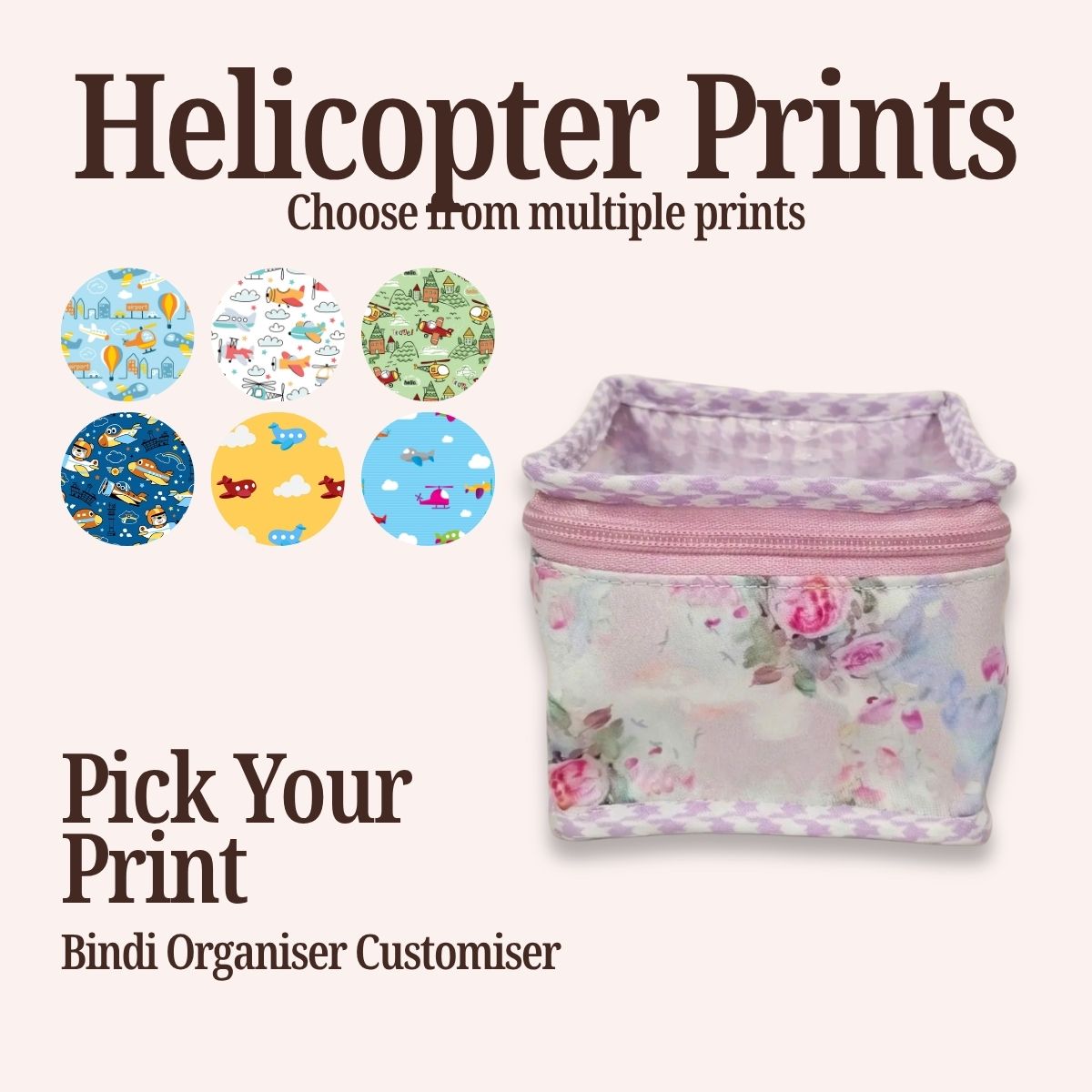 HELICOPTER PRINT BINDI ORGANIZER CUSTOMISER