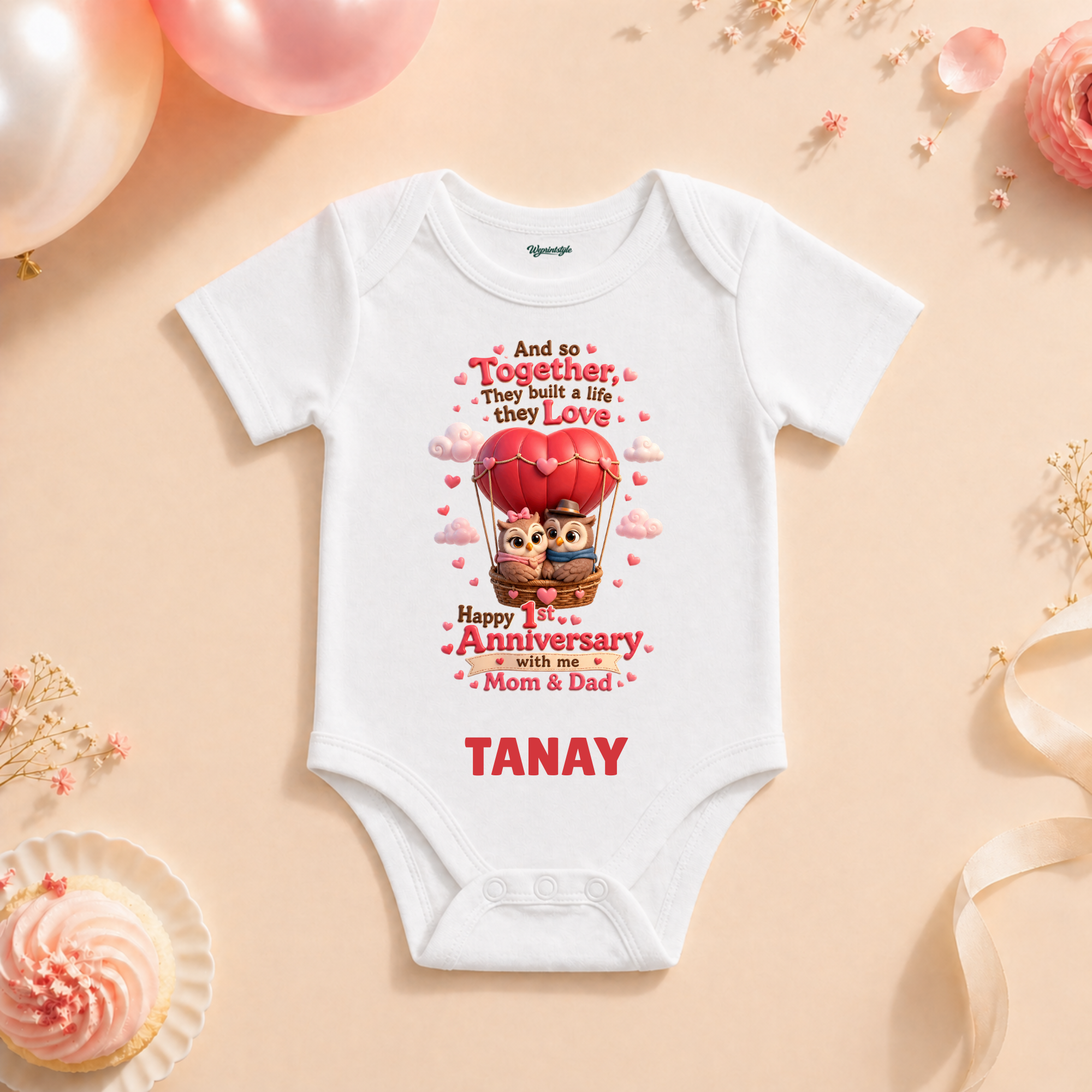 Owl Family First Anniversary Custom Name T Shirt