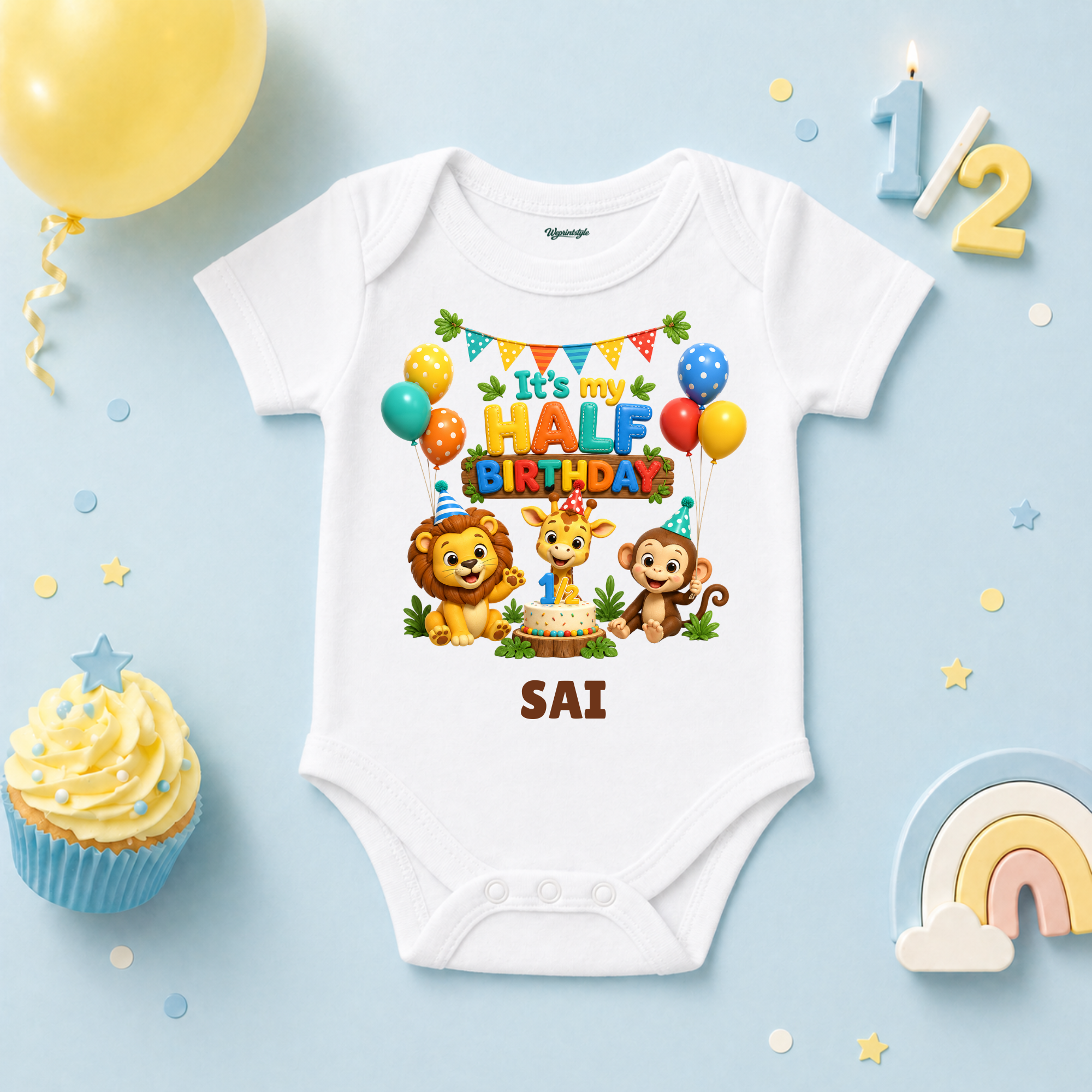 Jungle Half Birthday 6 Months Custom Name T Shirt