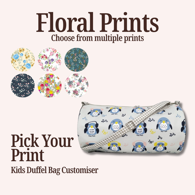 FLORAL PRINT KIDS DUFFEL BAG CUSTOMISER