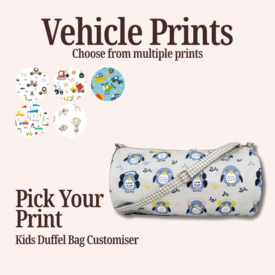 VEHICLE PRINT KIDS DUFFEL BAG CUSTOMISER