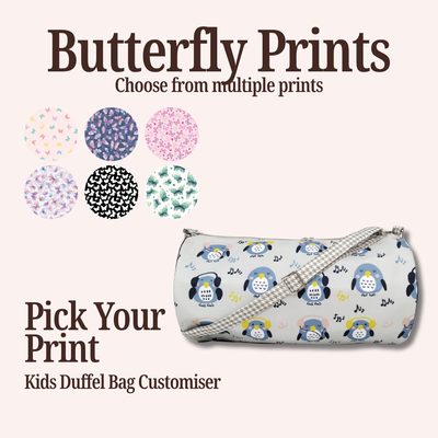 BUTTERFLY PRINT KIDS DUFFEL BAG CUSTOMISER
