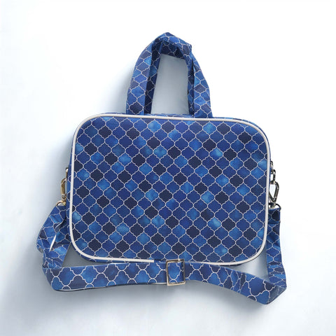 INDIGO MOSAIC PRINT TRAVEL BAG