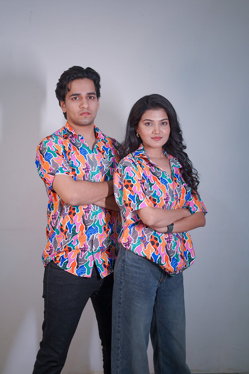 Quirky Printed Unisex Couple Shirt