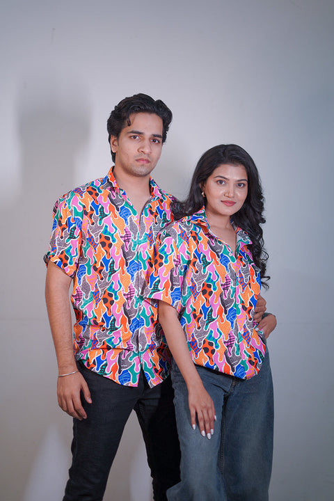 Quirky Printed Unisex Couple Shirt