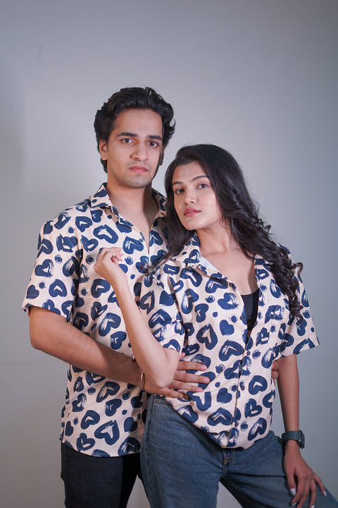 Heart navy Couple shirt