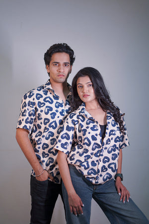 Heart navy Couple shirt