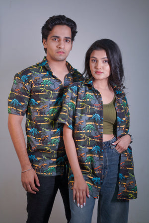 Funky Dinosaur Printed Unisex Couple Shirt