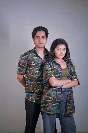 Funky Dinosaur Printed Unisex Couple Shirt