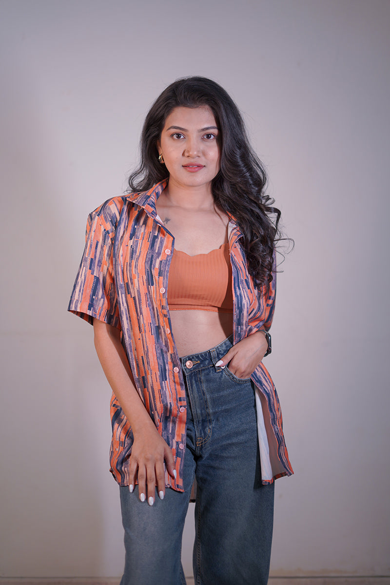 Orange abstract Couple shirt
