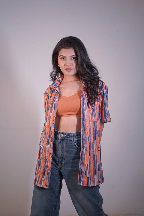 Orange abstract Couple shirt