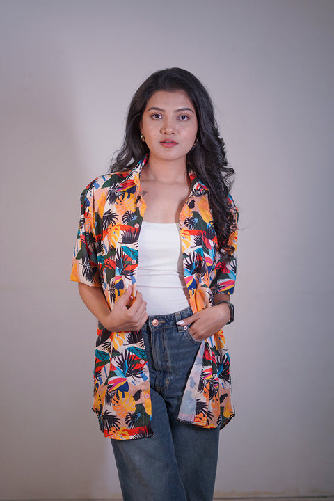 Multi colour leaf Couple shirt