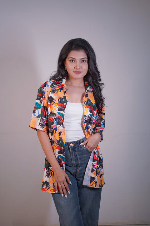 Multi colour leaf Couple shirt