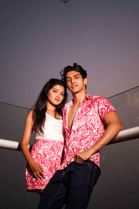 Pink Wavy Couple Shirts