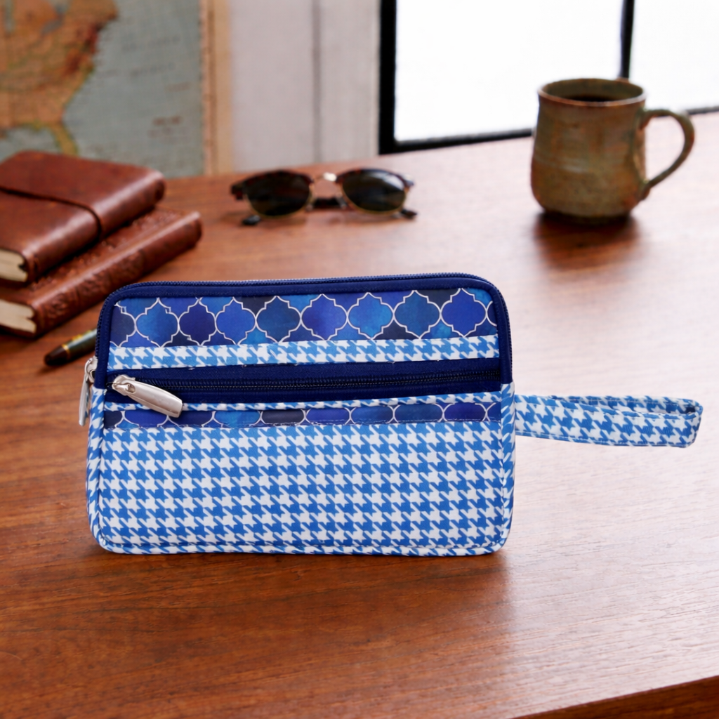 INDIGO MOSAIC PRINT ESSENTIAL TRAVEL COMPACT ORGANIZER