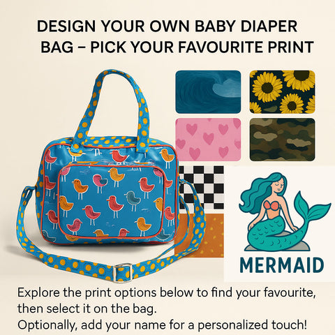 MERMAID PRINT BABY DIAPER BAG CUSTOMISER
