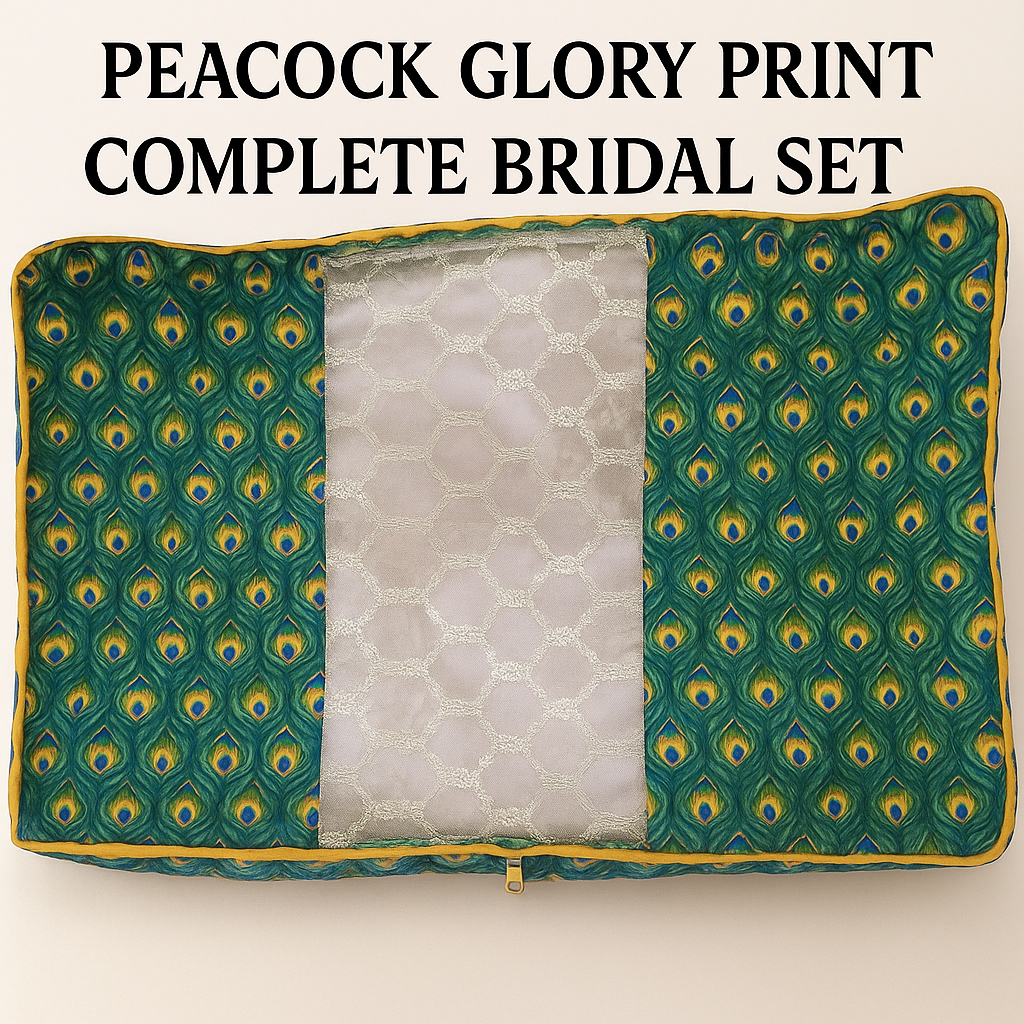 PEACOCK GLORY PRINT COMPLETE BIRDAL SET