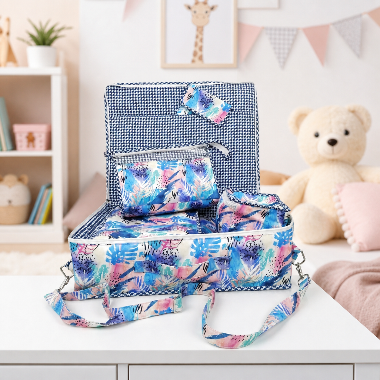 INDIGO PALM SPLASH PRINT 8 PIECE KIDS GIFT SET