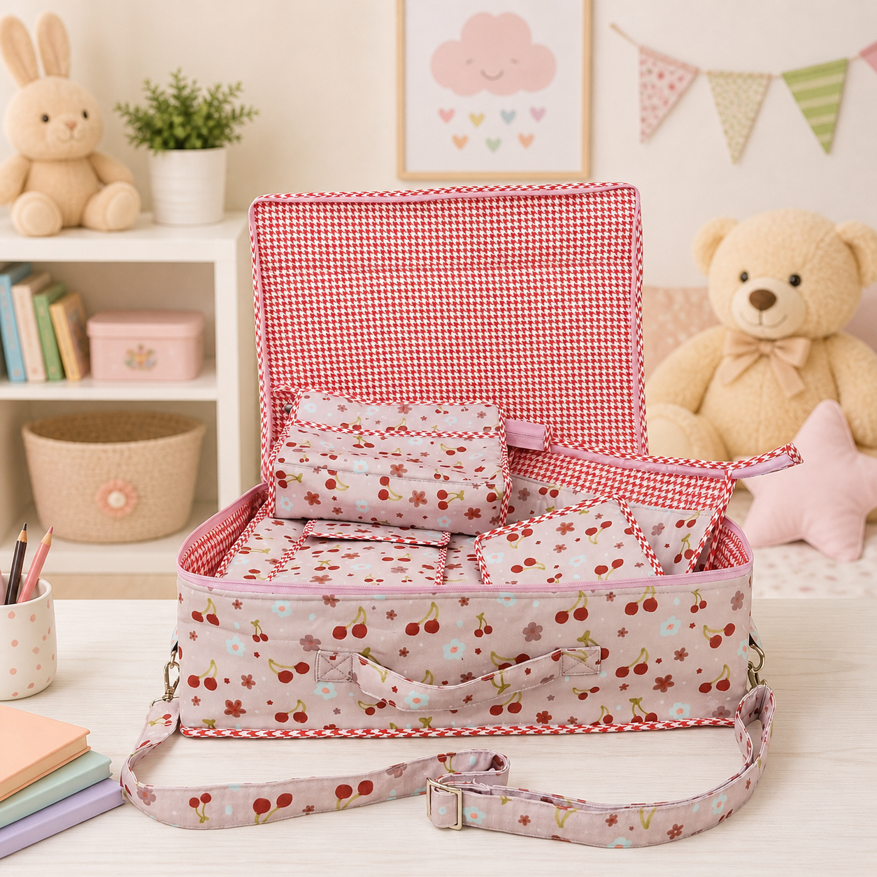 SCARLET CHERRY PRINT 8 PIECE KIDS GIFT SET