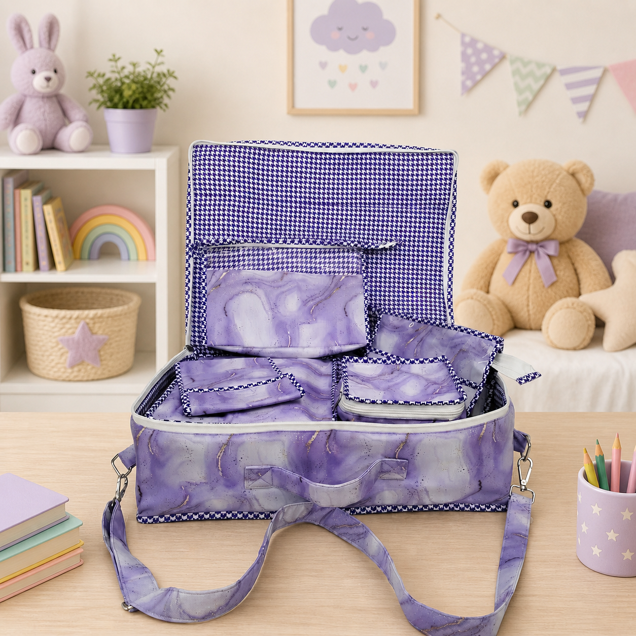 MOONLIT LAVENDER PRINT 8 PIECE KIDS GIFT SET