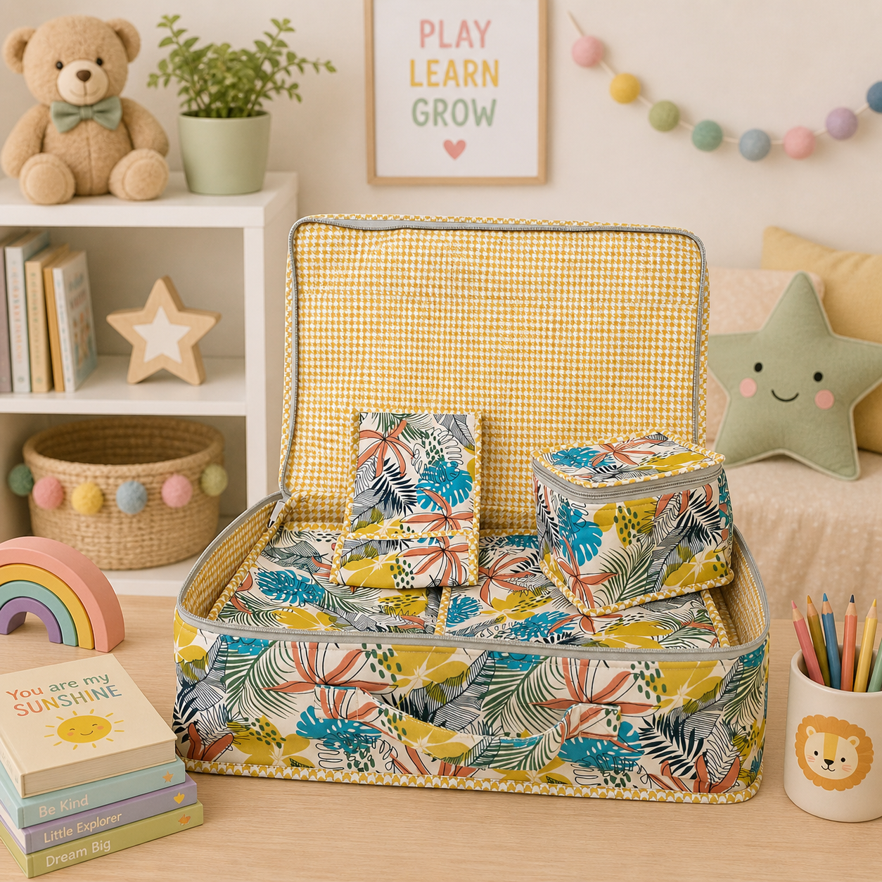 SAFFRON JUNGLE PRINT 8 PIECE KIDS GIFT SET