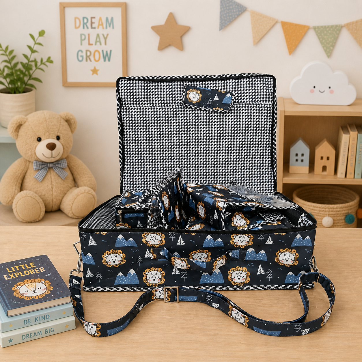 HAPPY LION MOUNTAINS PRINT 8 PIECE KIDS GIFT SET