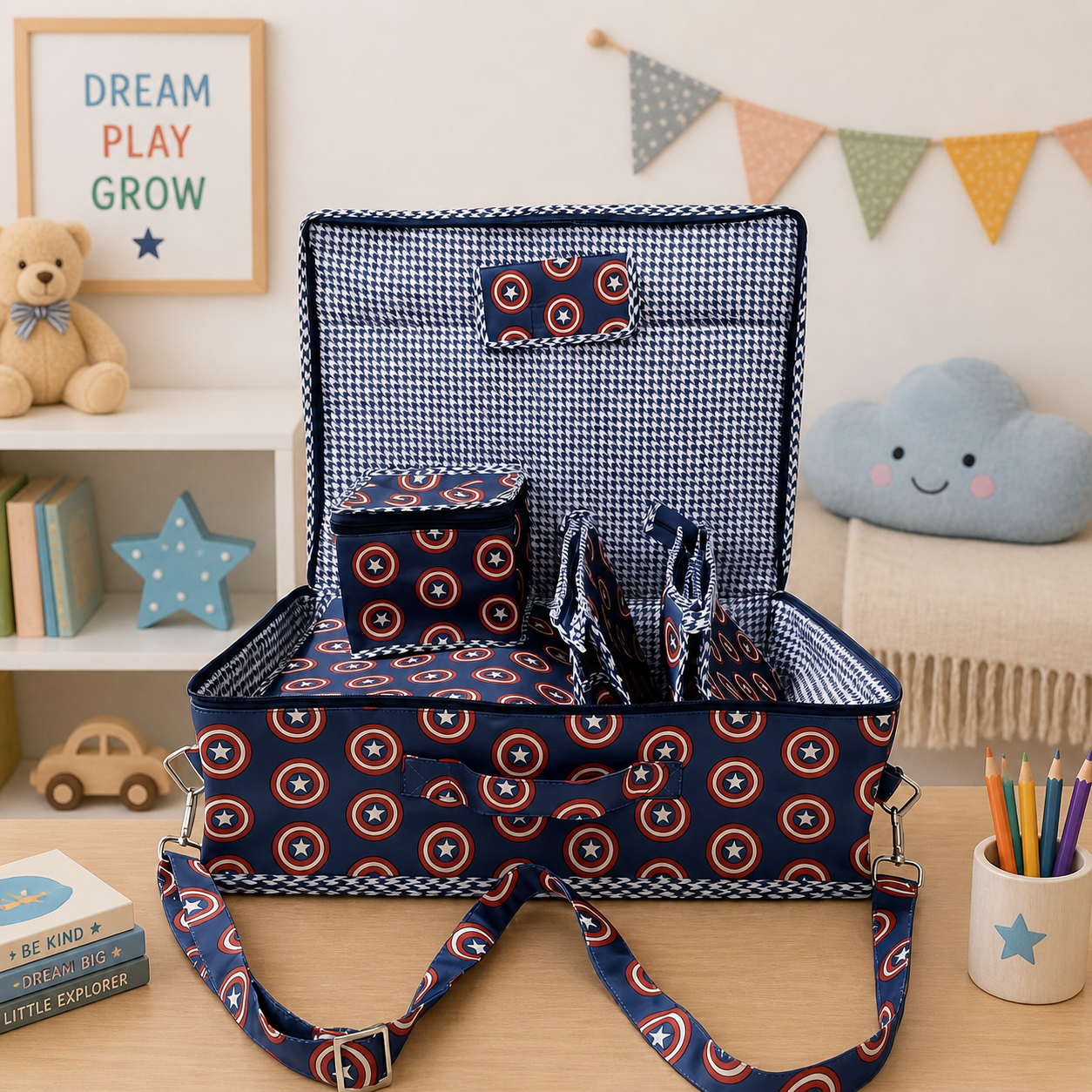 SUPER CAT PRINT 8 PIECE KIDS GIFT SET