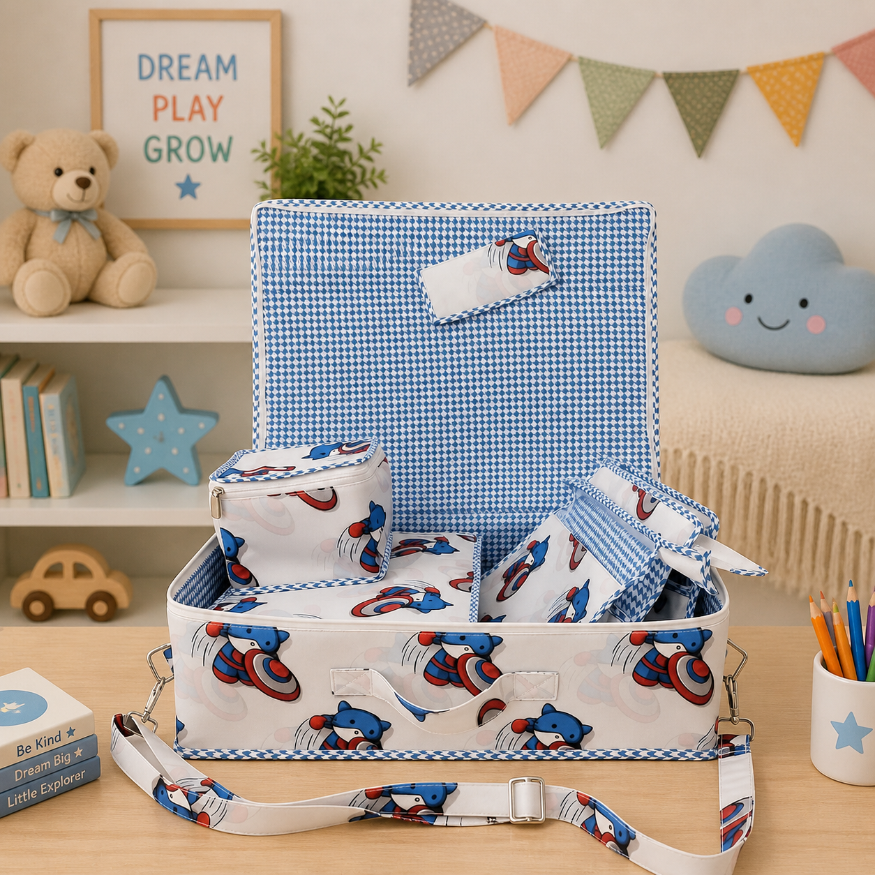 SUPER SHIELD PRINT 8 PIECE KIDS GIFT SET