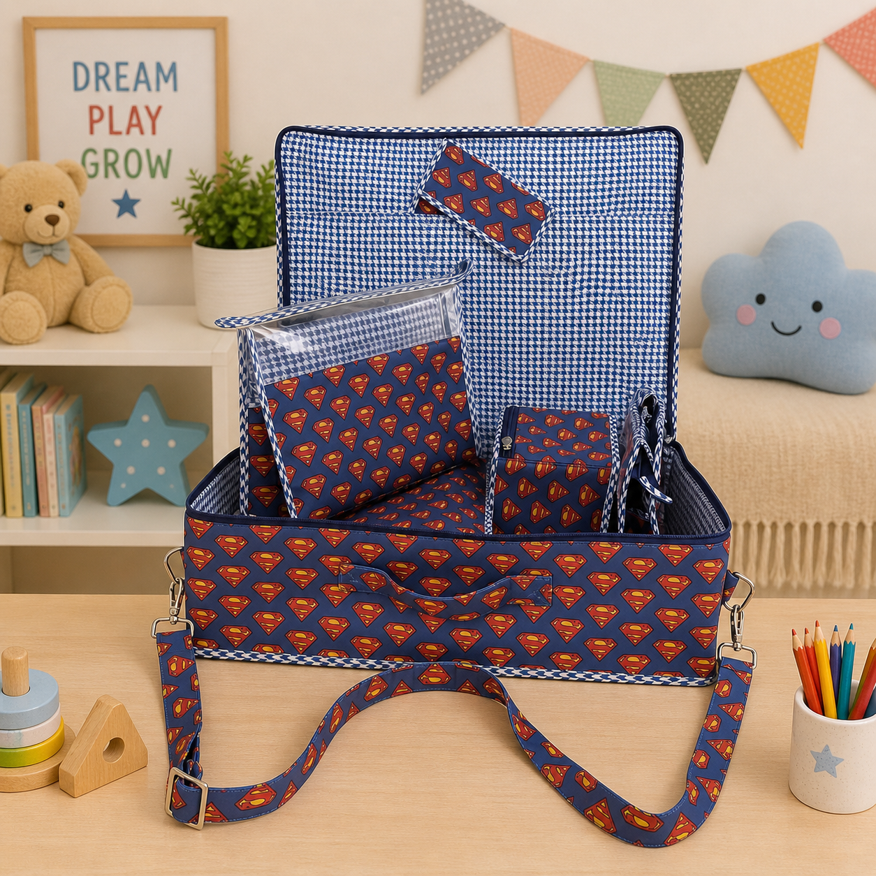 SUPER HERO PRINT 8 PIECE KIDS GIFT SET