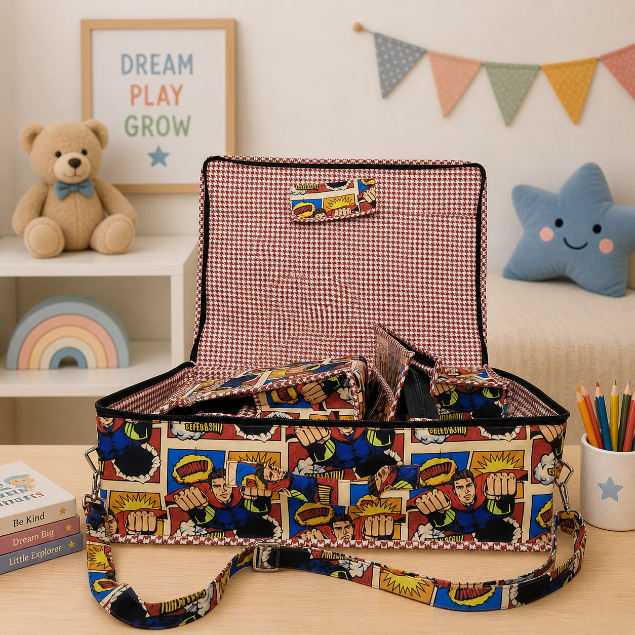 SUPER COMIC HERO PRINT 8 PIECE KIDS GIFT SET