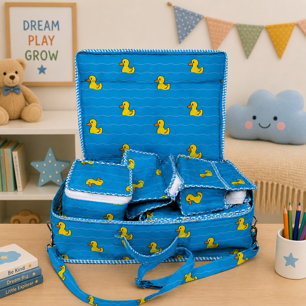 QUACKY WAVES PRINT 8 PIECE KIDS GIFT SET