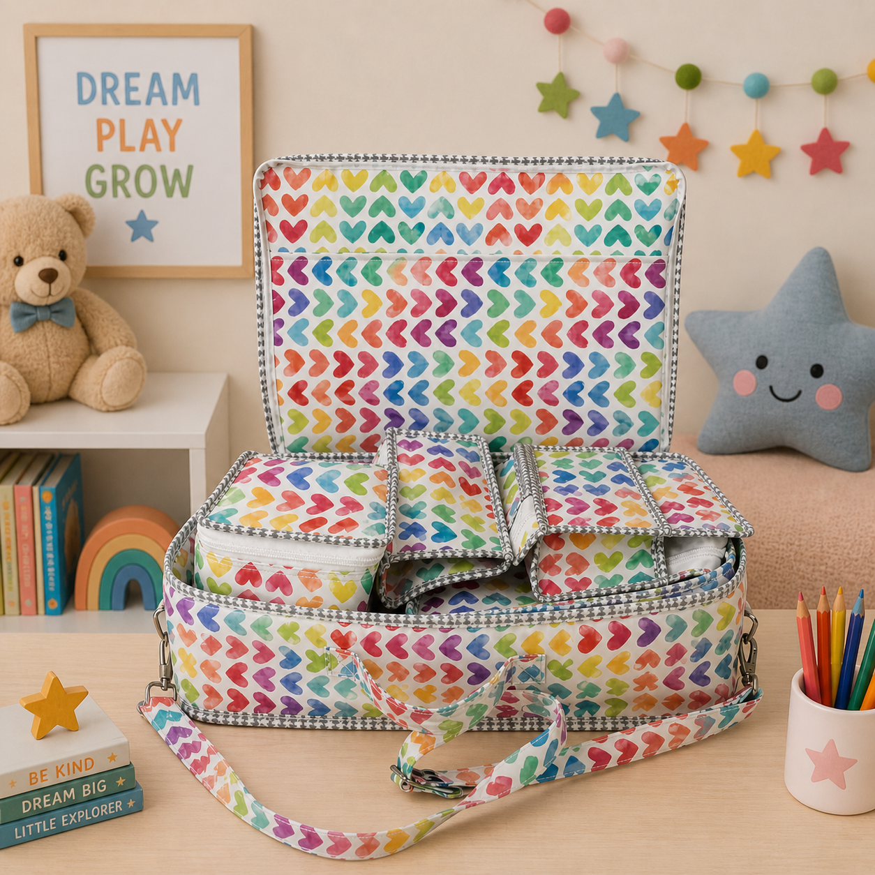 LOVE RAINBOW PRINT 8 PIECE KIDS GIFT SET