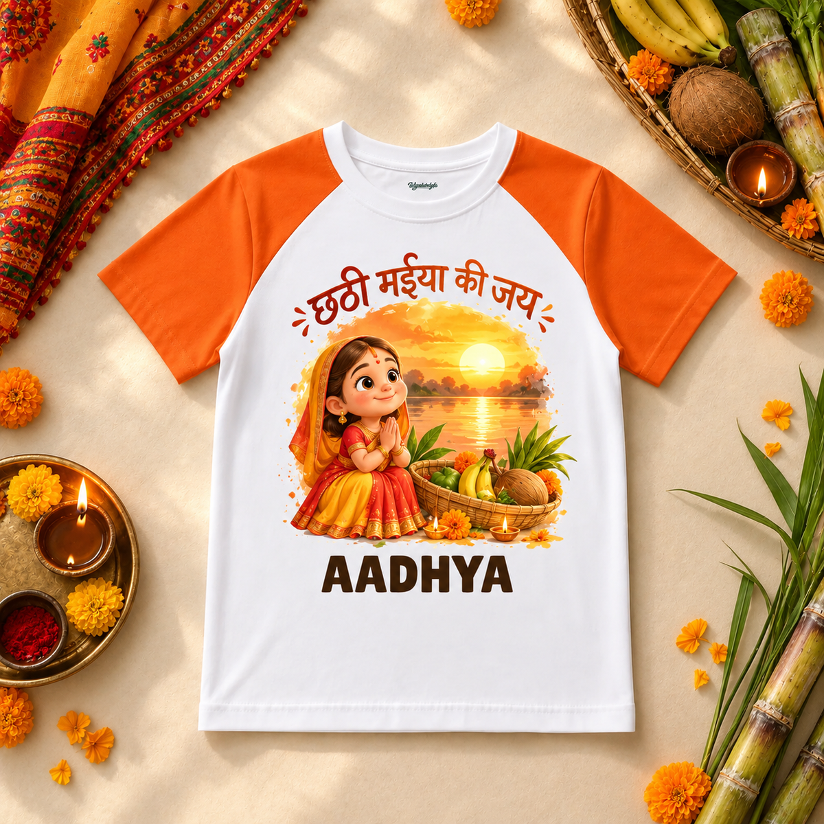 Chhathi Maiya Ki Jai Personalized T-Shirt for Kids