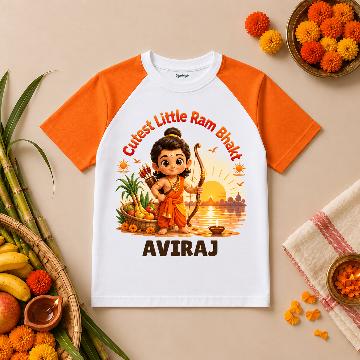 Cutest Little Ram Bhakt Personalized T-Shirt for Kids