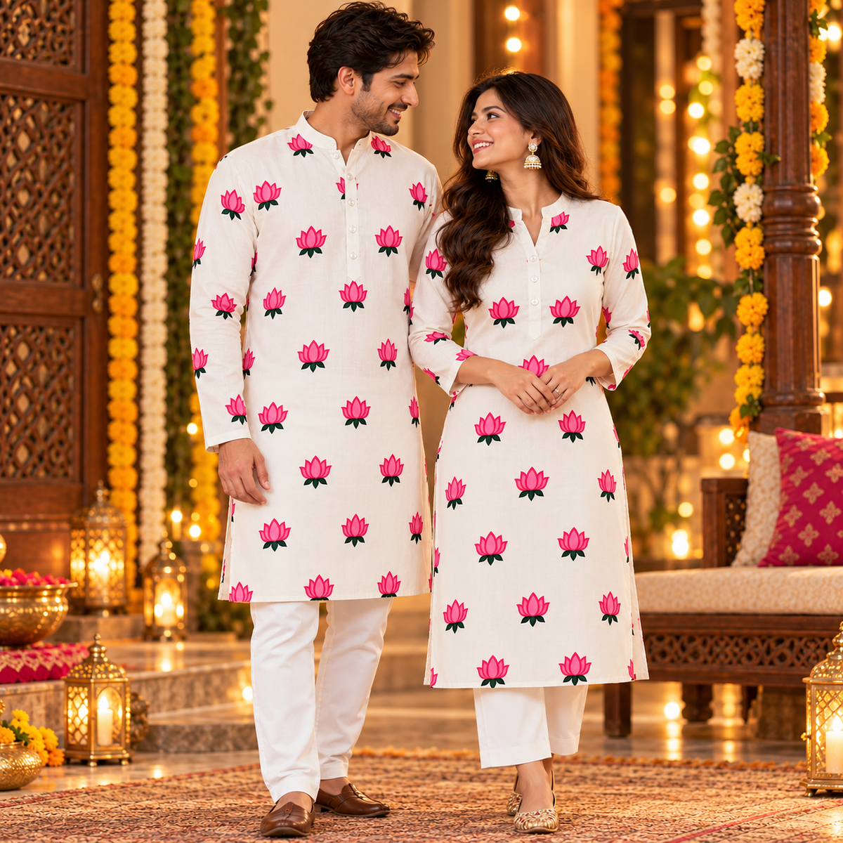 Lotus Raas Couple set