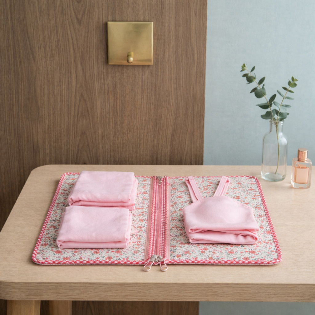 CHECKERED BLOSSOM PRINT MAXSTOR TOILETRY BAG