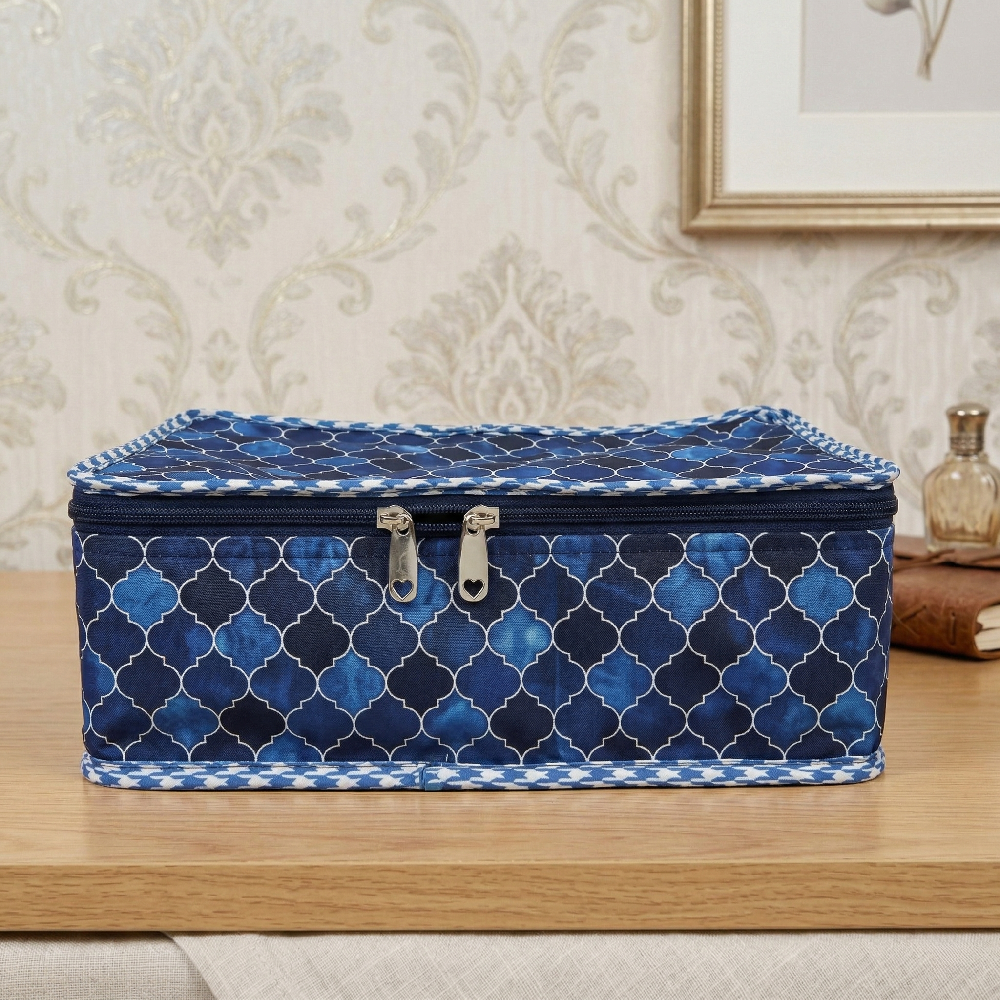 INDIGO MOSAIC PRINT JEWELRY ORGANIZER